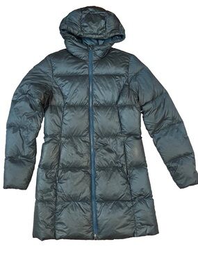 Eddie Bauer Luna Peak Down Parka Womens Small Teal Blue Quilted Puffer Jacket
